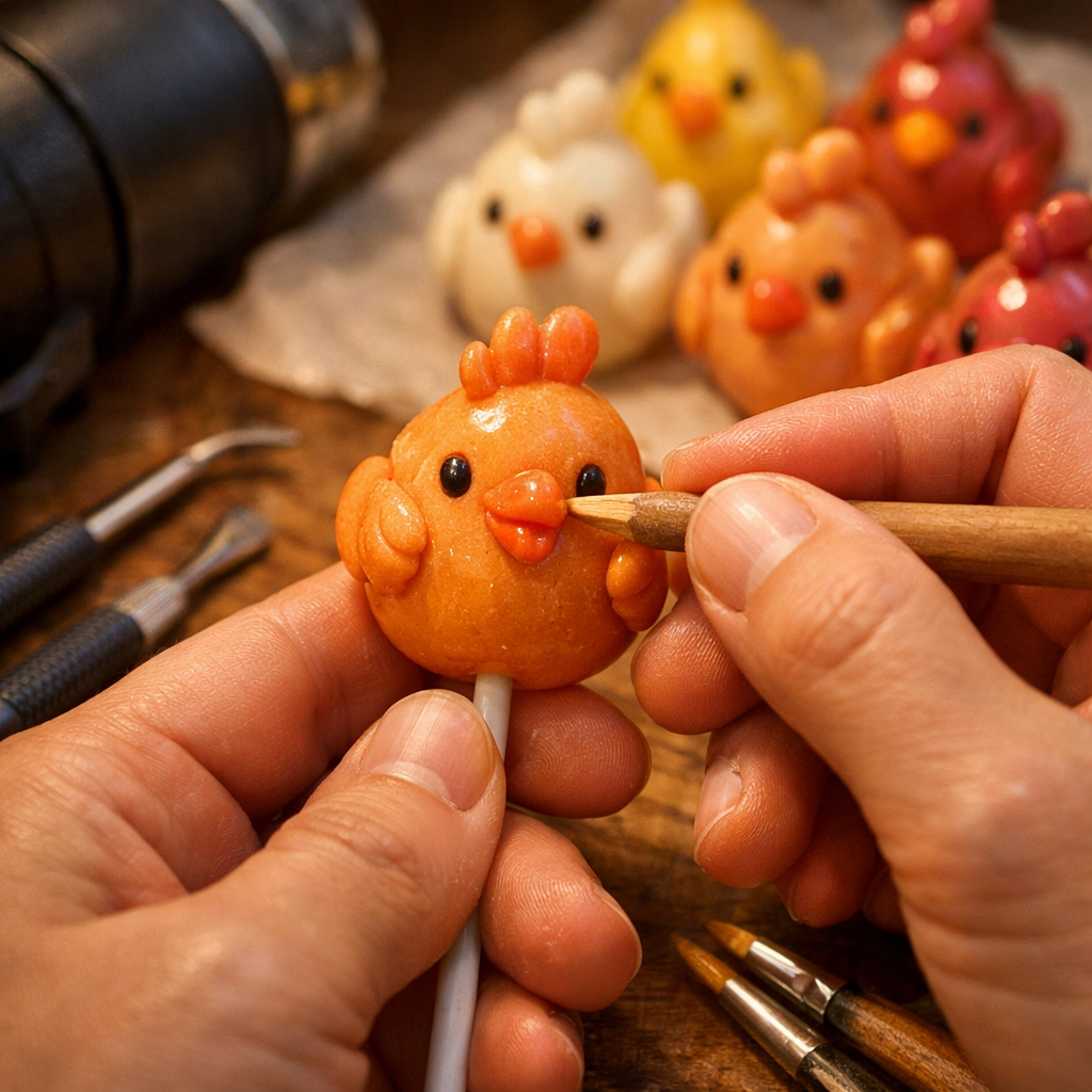 Hand-shaping chicken details